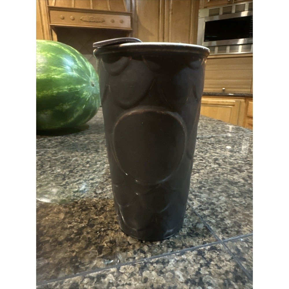 Starbucks Anniversary 2016 Mermaid Bronze Brown Scale Ceramic Tumbler Mug Lid